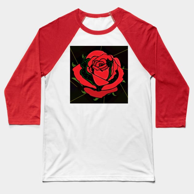 Red Rose Baseball T-Shirt by momomoma